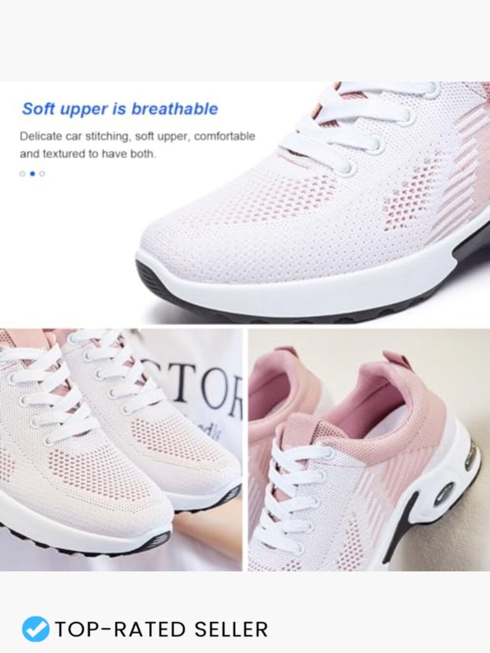 Lightweight Mesh Walking Shoes Cushioned Comfort Lace Up Fashion Sneakers - Picture 5 of 7